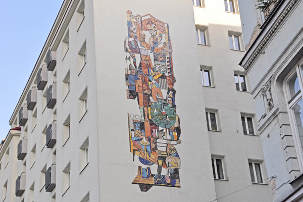 Ansicht auf das Mosaik am Franz-Josefs-Kai nach der Fertigstellung